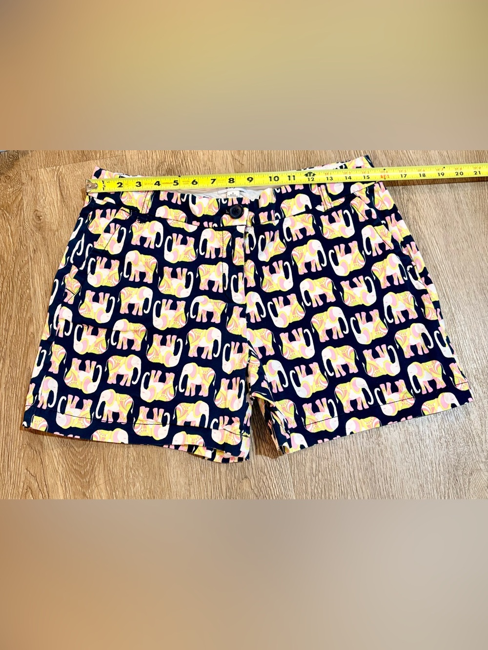 crown & ivy Navy Shorts with Pink and Cream Elephant Print